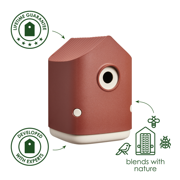 BNDL cosy Vogelhaus + Futterhäuschen tuscan red